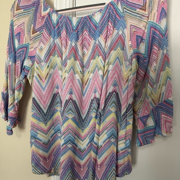 Zac & Rachel 3/4 Ruffle Sleeve Button Front Top - Picture 4 of 7